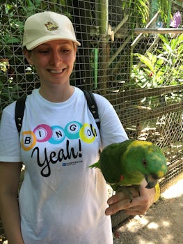 We got to hold a bird during our Roatan, Honduras animal sanctuary excursio