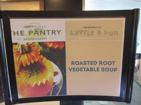 Kiosk menu from The Pantry on the P&O ship Pacific Jewel.