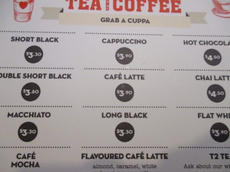 Menu of tea/coffee if you want a decent cuppa.