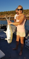 Golden Trevally that I caught. I wasn't into fishing before the cruise
