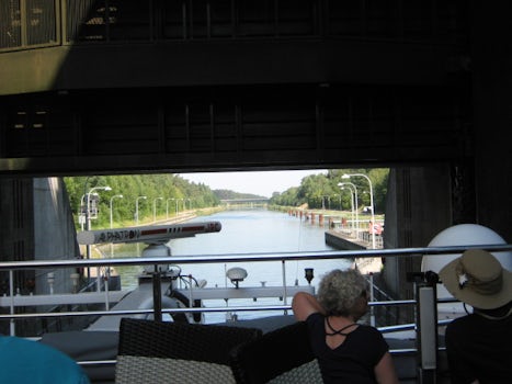 Exiting one of the 68 locks on the Main-Rhine River system