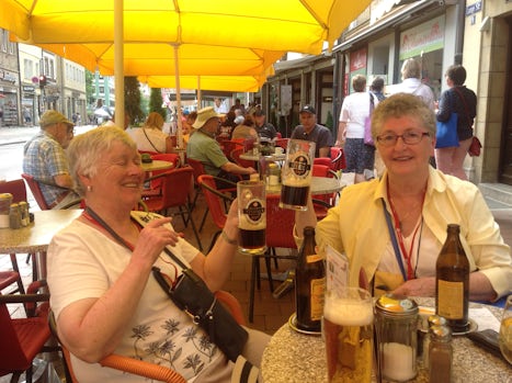 Enjoying a smokey beer on shore excursion Germany
Terri and Tina
