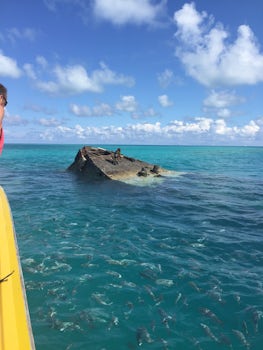 Saw wreckage of a ship and we were located in the Bermuda Triangle.