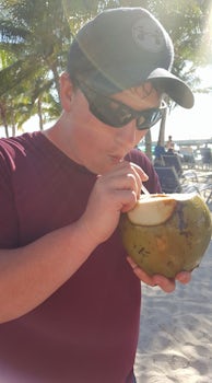 Malibu rum filled coconut from Grand Turk.