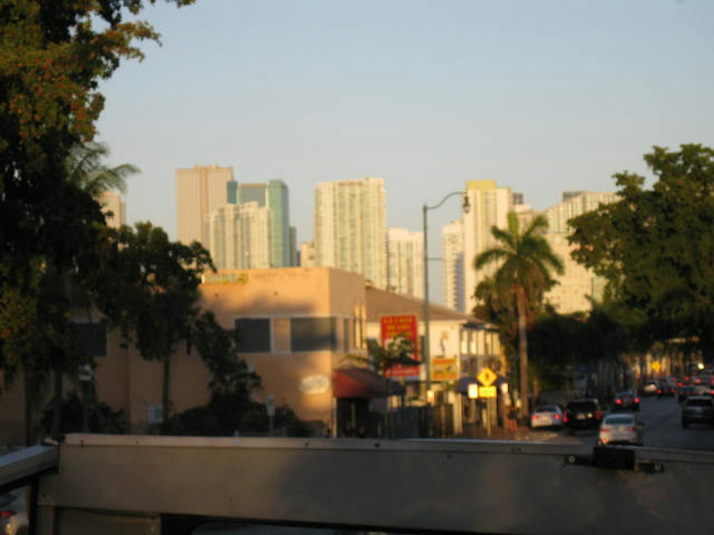 Little Havana neighborhood with the skyline of Miami in the background