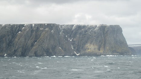 Our first view of North Cape, after an interestingly rough night on the open sea.