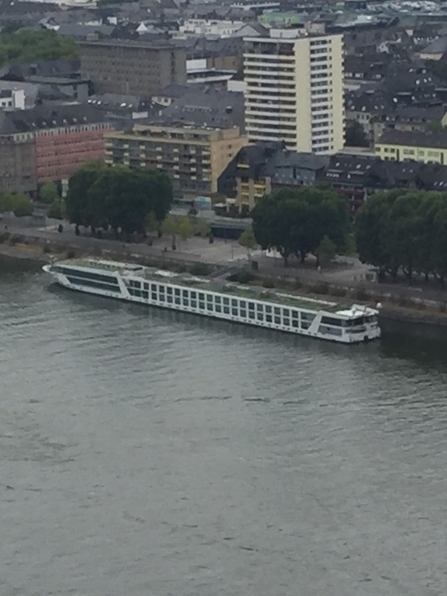 Ship from cablecar in Koblenz