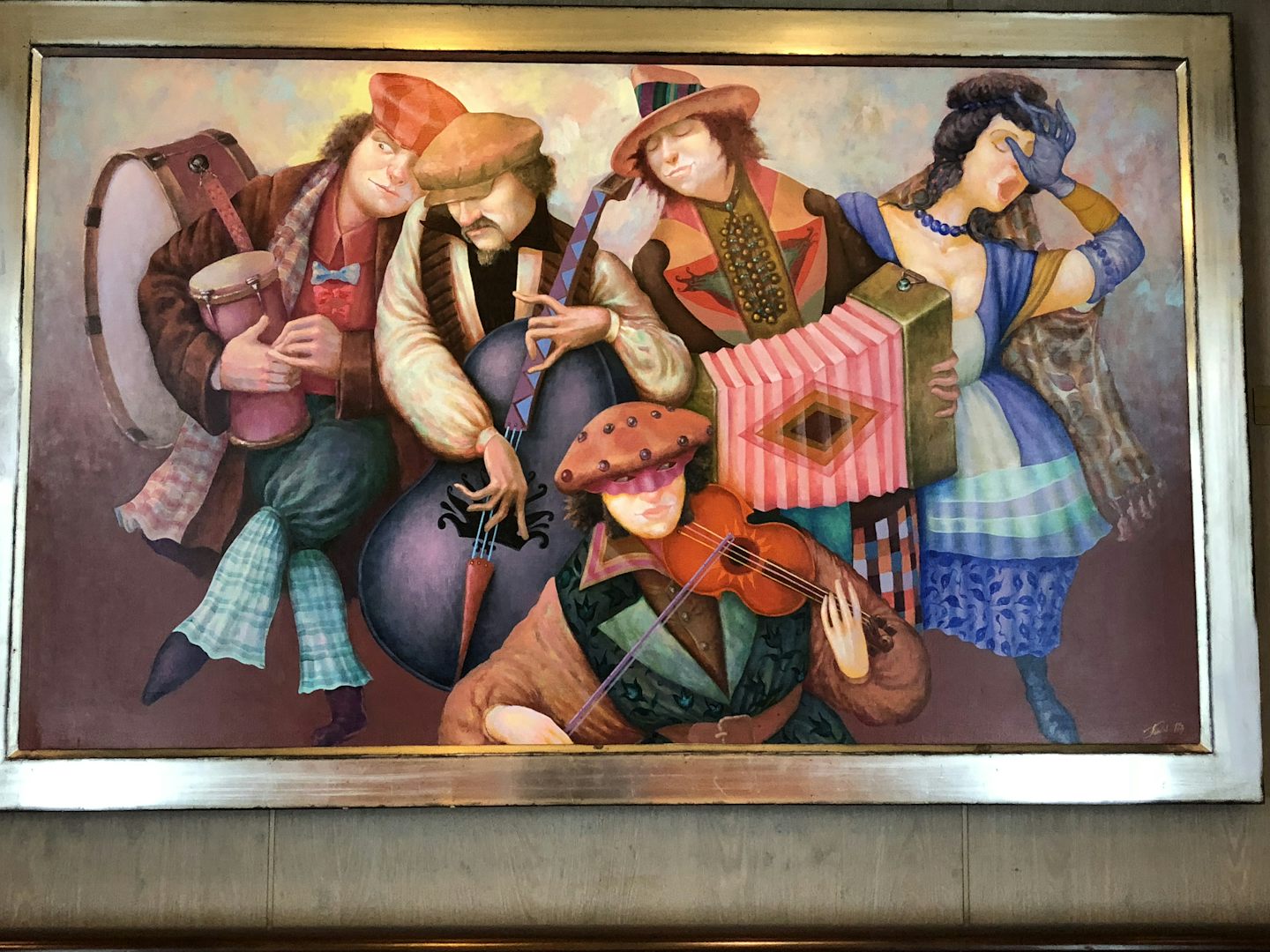 A great painting outside the elevator on the second deck