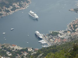 The Quest parked right in town in Kotor. No tenders needed.