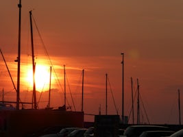 Sunset over the marina in Koper, Solvenia. Interesting that this port is mi