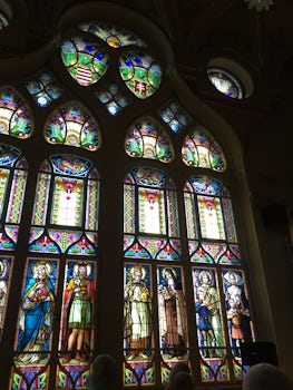 Stained glass window at Palace Hill in Prague