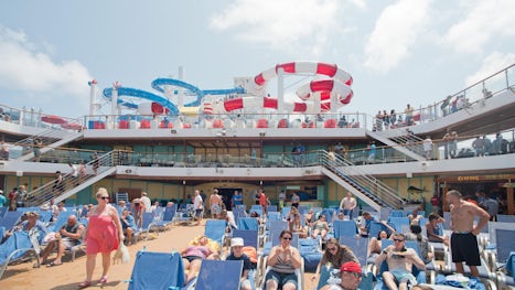 The deck area of the Beach Pool and the water park.