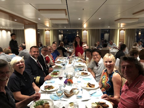 This was our last night on the ship. We had dinner with the Captain.
