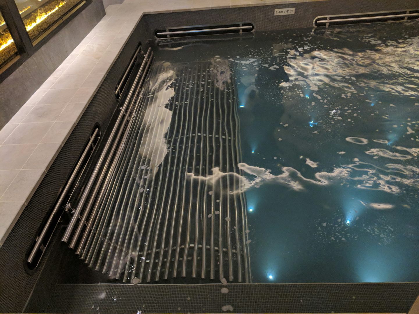 Longer inside giant hot tub in the spa