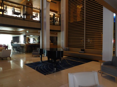 This is a picture of the grand piano in the main lounge that is used for en