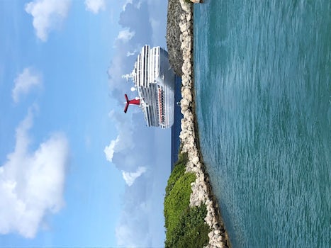 View of ship from Half Moon Cay
