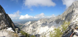 A view from on top of a mountain used as a Marble Quarry in Carrara. Beauti