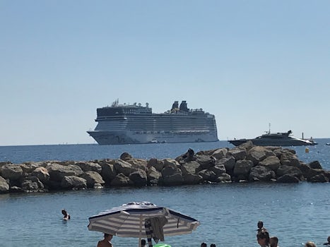 Norwegian Epic anchored at Cannes, France.