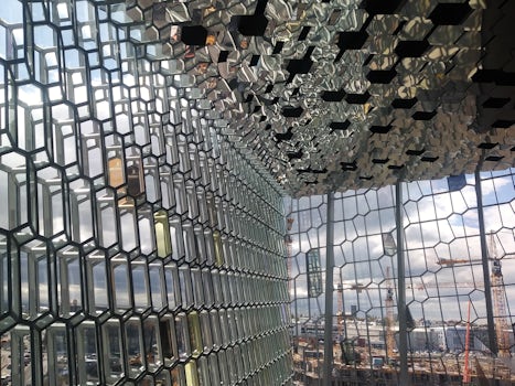 Harpa in Reykjavik. Free to enter and walk up to level 5.