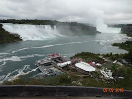 Niagara Falls - American Falls on left, Canadian horseshoe falls on right.