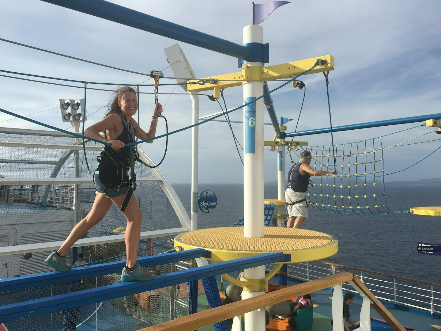 Ropes course on ship.