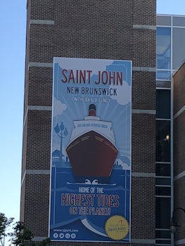 Banner on the side of the terminal in St. John