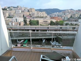 The view of Genoa from our aft cabin balcony.