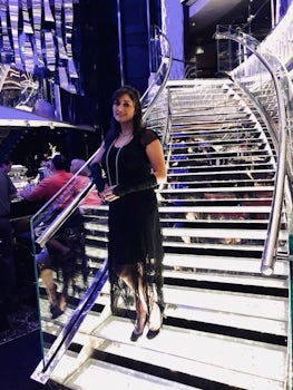 Atrium staircase on Gatsby night