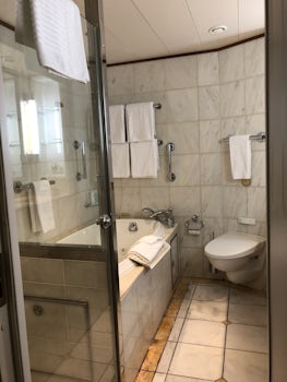 Suite bathroom - jetted tub, separate shower, and double sinks.
