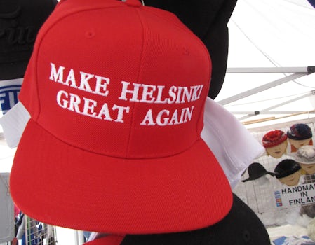 our stop in Helsinki was an open air market where we purchased this hat....