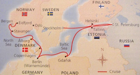 a map showing the  our course for this, our tour, of the Baltic....Homeland