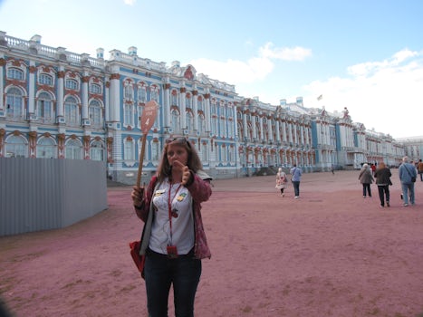 arrival at Catherine's Palace with our wonderful guide, Sasha...this Pa