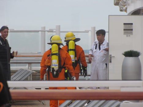 a safety/emergency dress rehearsal held by Captain on a day at sea.