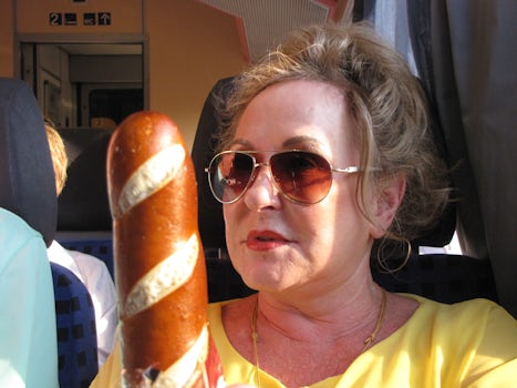 .....as we tasted a soft pretzel filled with cream while on our train ride