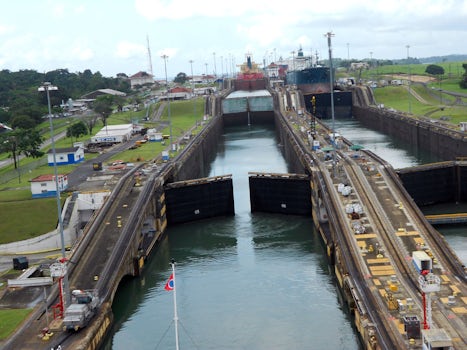 Going thru the locks in the Panama Canal