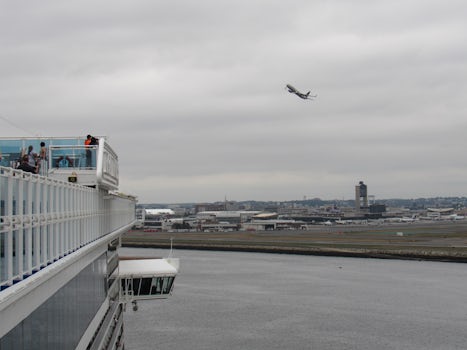 Boston Harbor - Planes departing Logan Airport over the Regal Princess as i