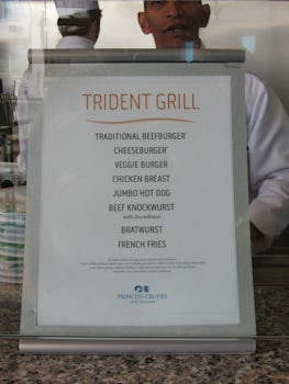 Menu for the Trident Grill, pool deck.