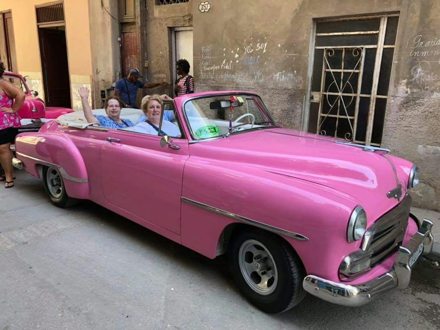 One of the 3 pink convertibles we had on our tour in Havana