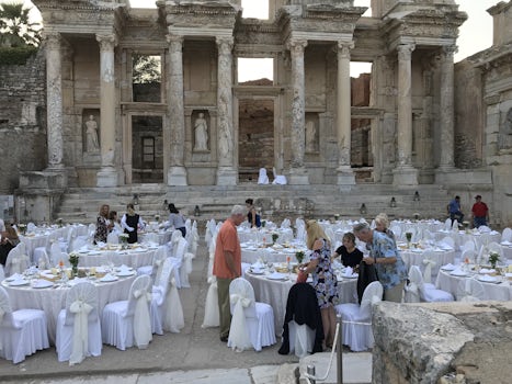 Set up at the Celsus Library for the wonderful dinner in Kusadasi.  Amazing