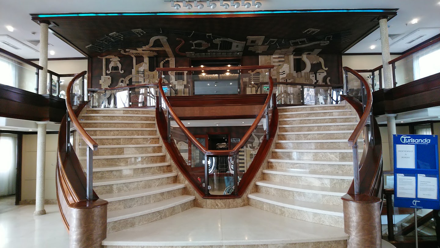 Reception/Lobby- Grand stairs leading to the Bar/Lounge