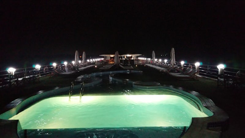 Pool on top deck at night