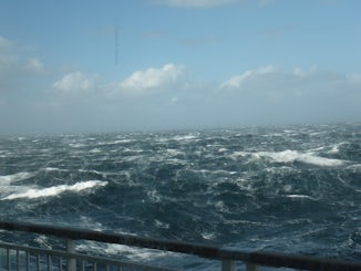 Winter gale in Gulf of St. Lawrence: watching the waves roll by from the st