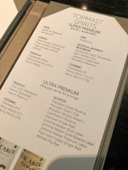 Liquor menu
