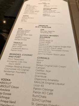 Liquor menu