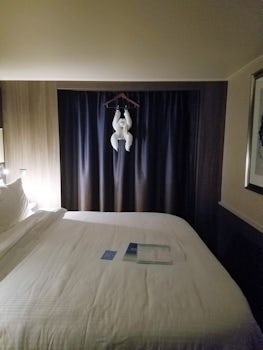 We really enjoyed our Mini Suite (12836).   Cabin was very comfortable with plenty of room.  We never felt cramped.  Suitcases can be stored under bed. Bed was very comfortable.