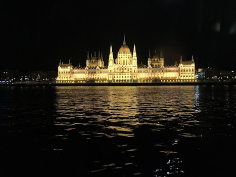 the view from our cabin the first night on board in Budapest. This the parl