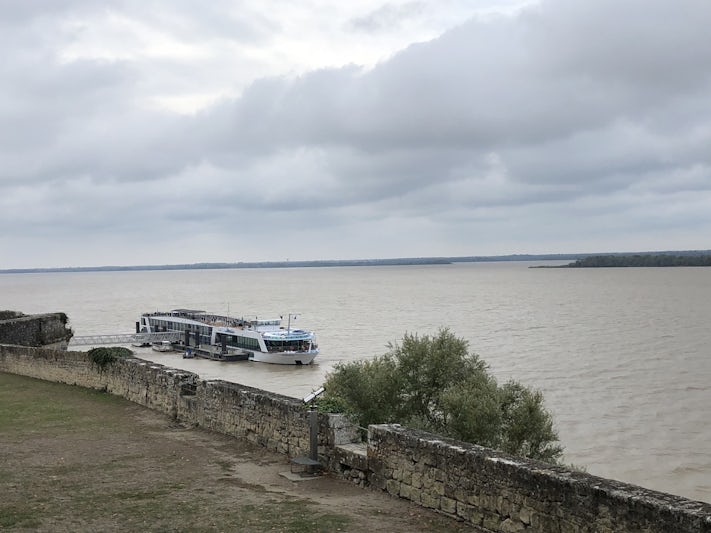 Our cruise ship docked in Blaye