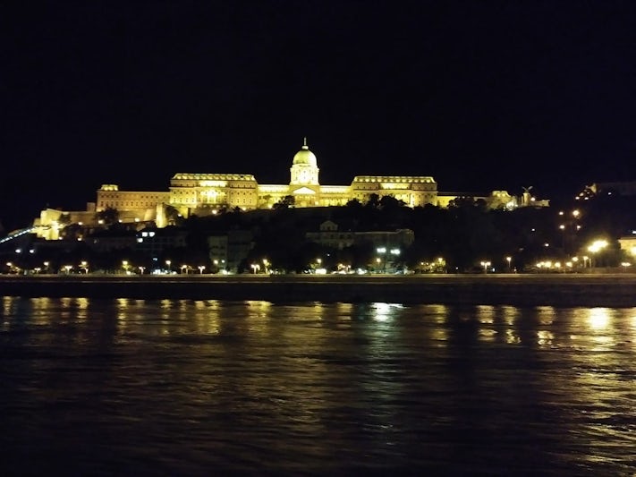 Cruising into Budapest at night