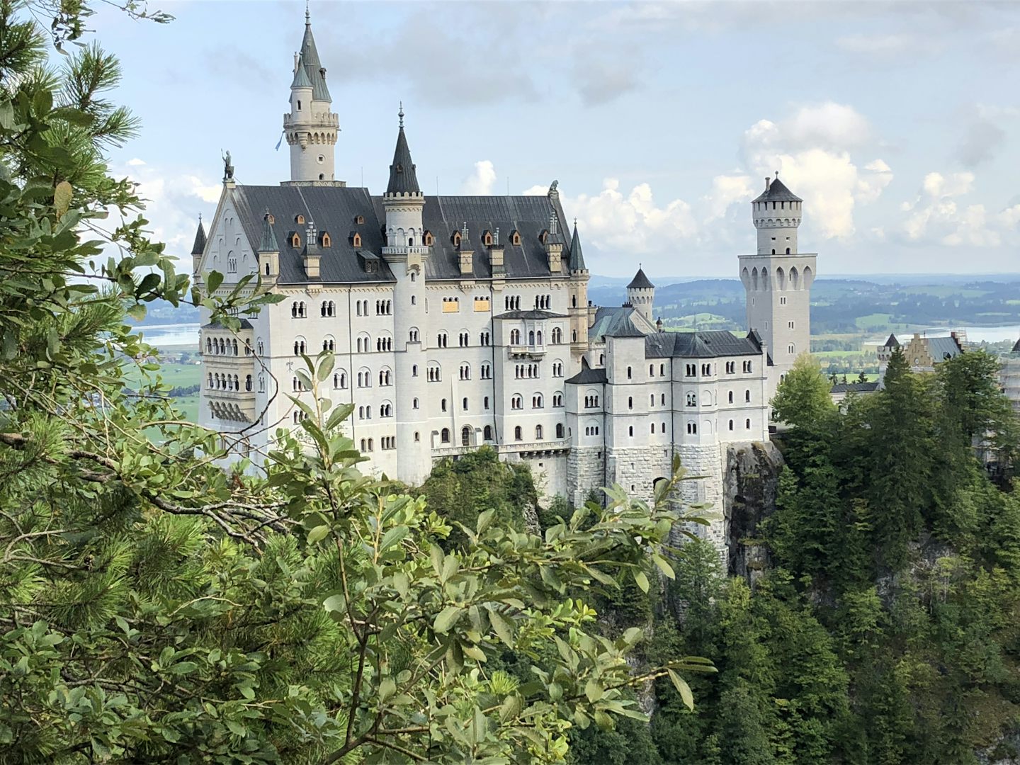 A view from the bridge of the Neuschwanstein Castle built by King Ludwig II
