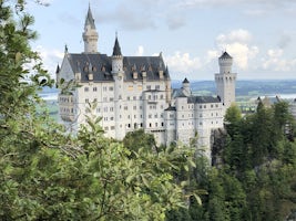 A view from the bridge of the Neuschwanstein Castle built by King Ludwig II